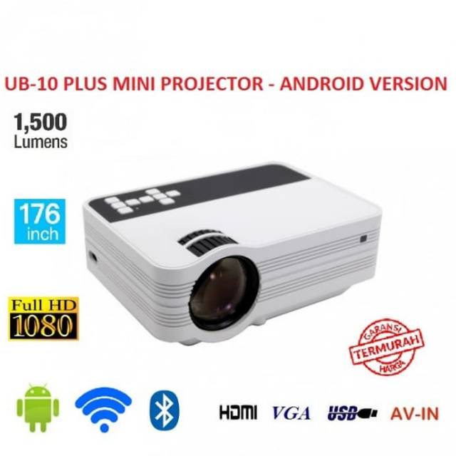 Mini Lcd Projector Wifi Bluetooth Android 6.0 UB 10 1500 Lumens Proyektor Infocus Termurah Infokus