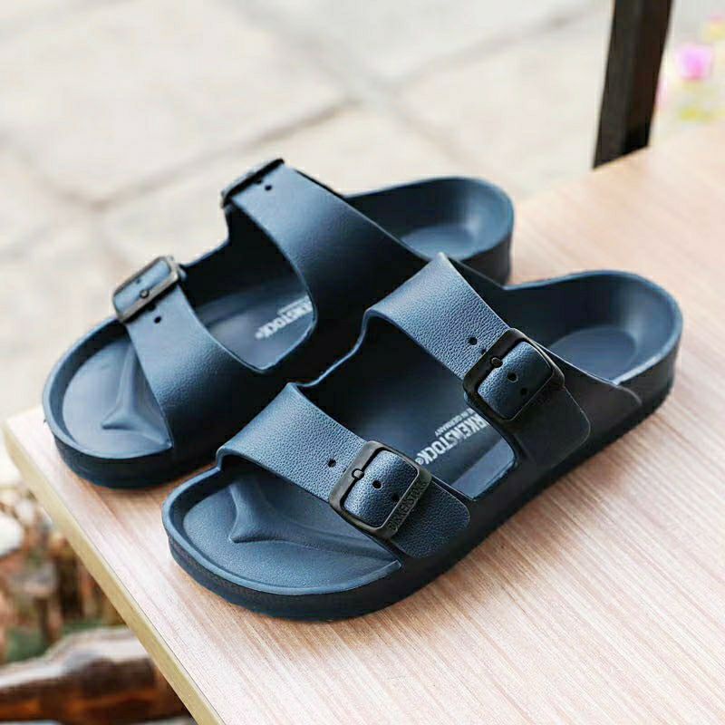 Sandal Pria Slip On Casual Sendal Slop Cowok Strap Tali Karet Phylon Sandal Slide Pria Hitam