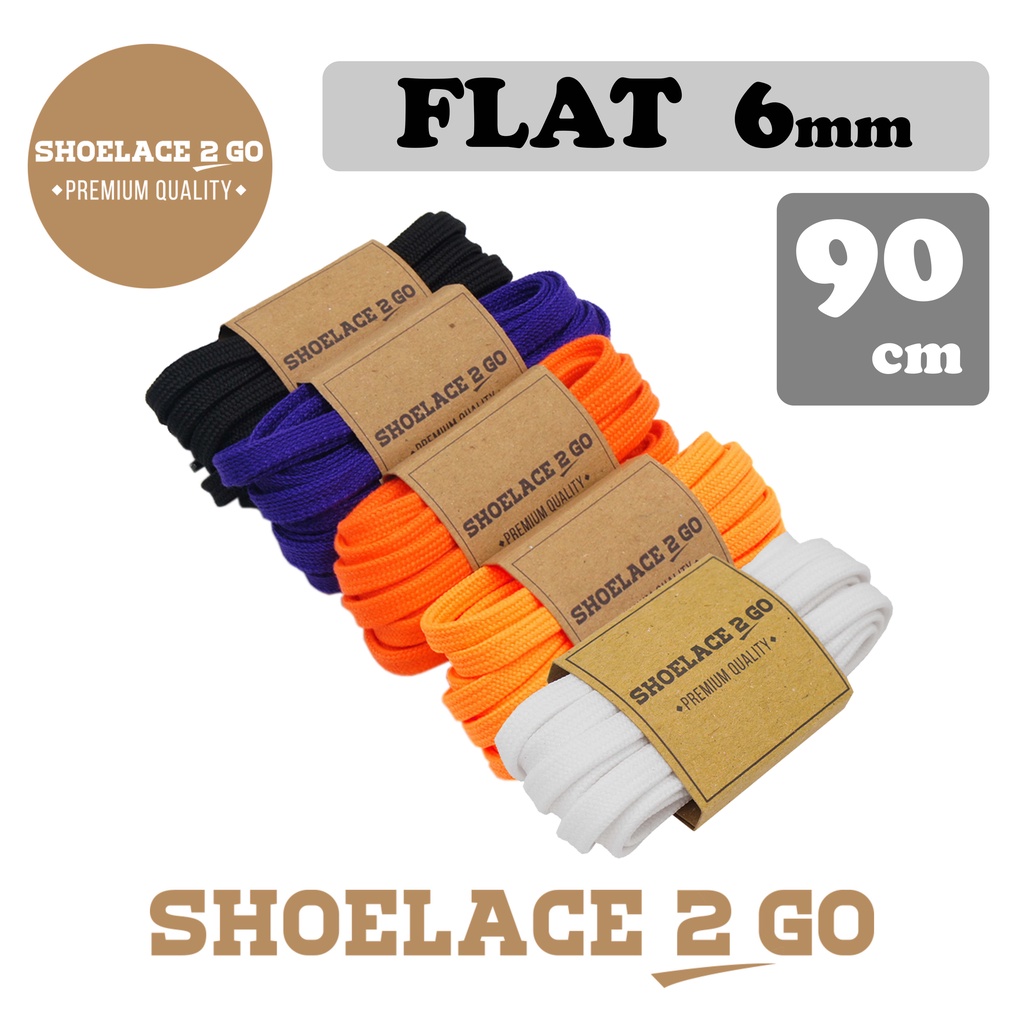 SHOELACE 2 GO PREMIUM TALI SEPATU GEPENG PIPIH FLAT - SF6 - 90CM - 6MM