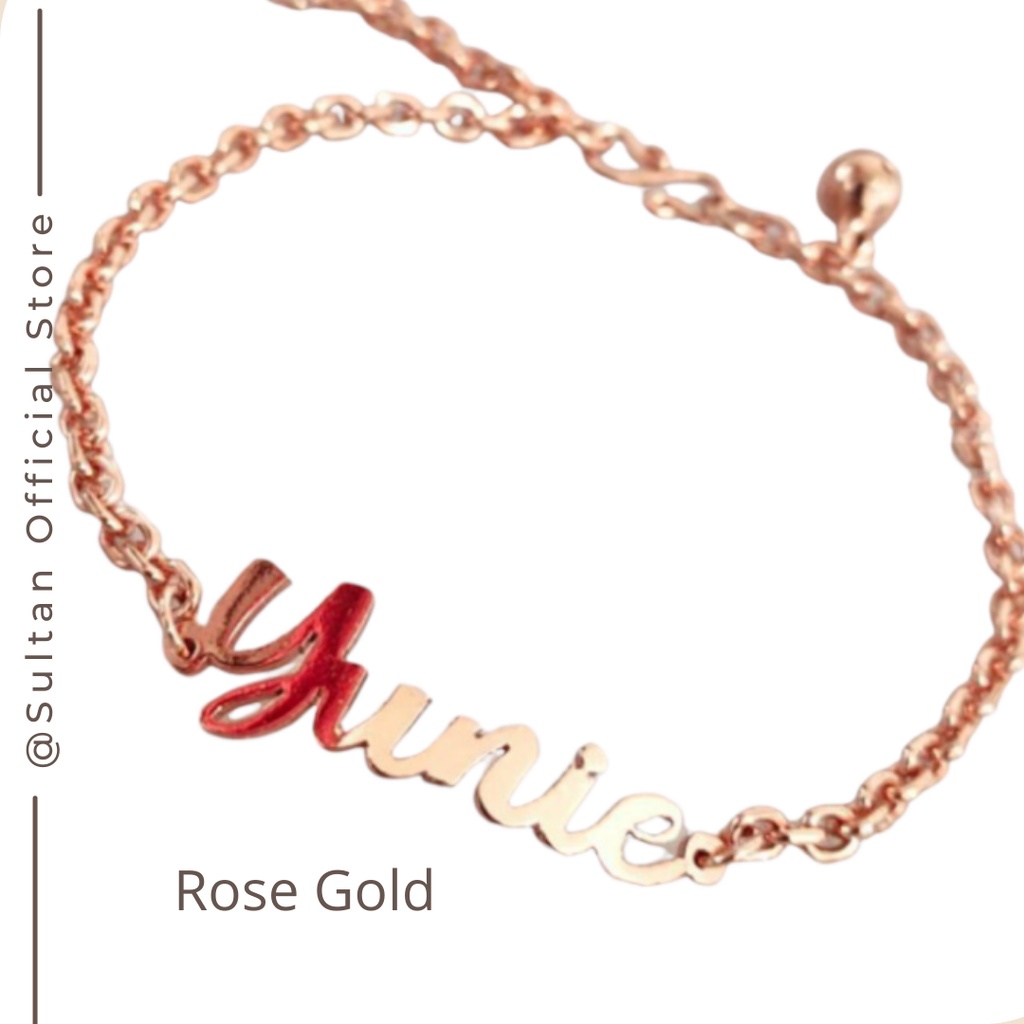 Gelang Nama Monel Stainless Kuningan Lapis Emas 14k Sultan Custom Name Bracelet