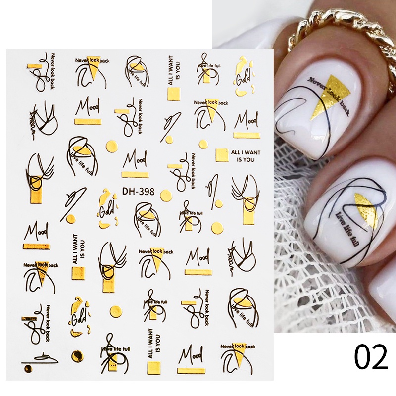 Stiker Kuku 3D Desain Wajah Bunga Abstrak Untuk Dekorasi Nail Art