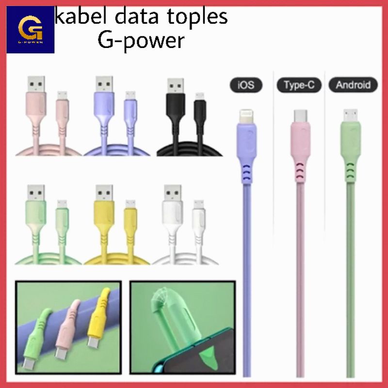 KD KABEL DATA USB TOPLES MODEL HERCULES LUNA DIINAMI dmt-8 MICRO TYPE C LIGHTNING OUTPUT 5A