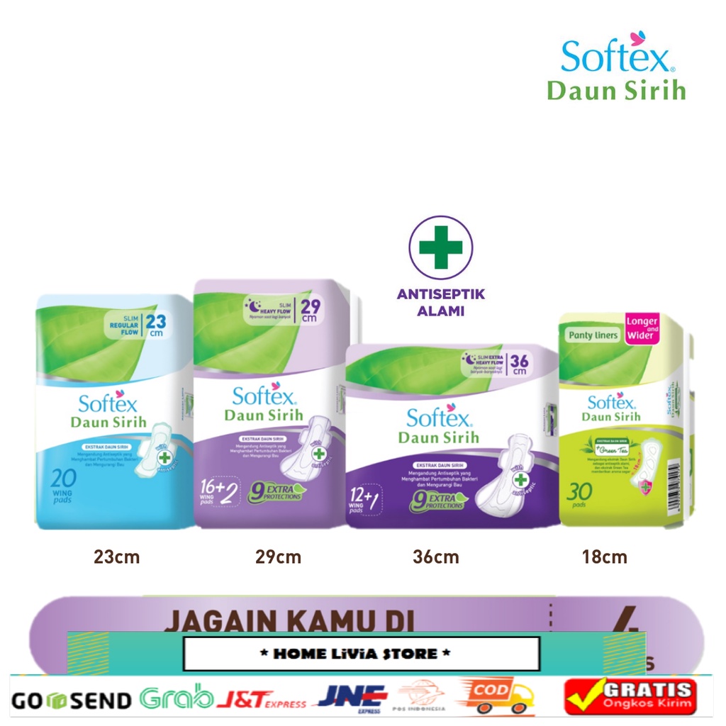 Softex Daun Sirih 23 cm + 29 cm + 36 cm + Pantyliner - #SIRIHously Jagain Kamu di New Normal