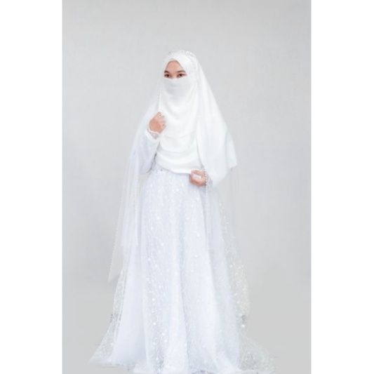 Ready stock Wedding Dress / Baju pernikahan putih / gaun akad pengantin muslimah / prewedding