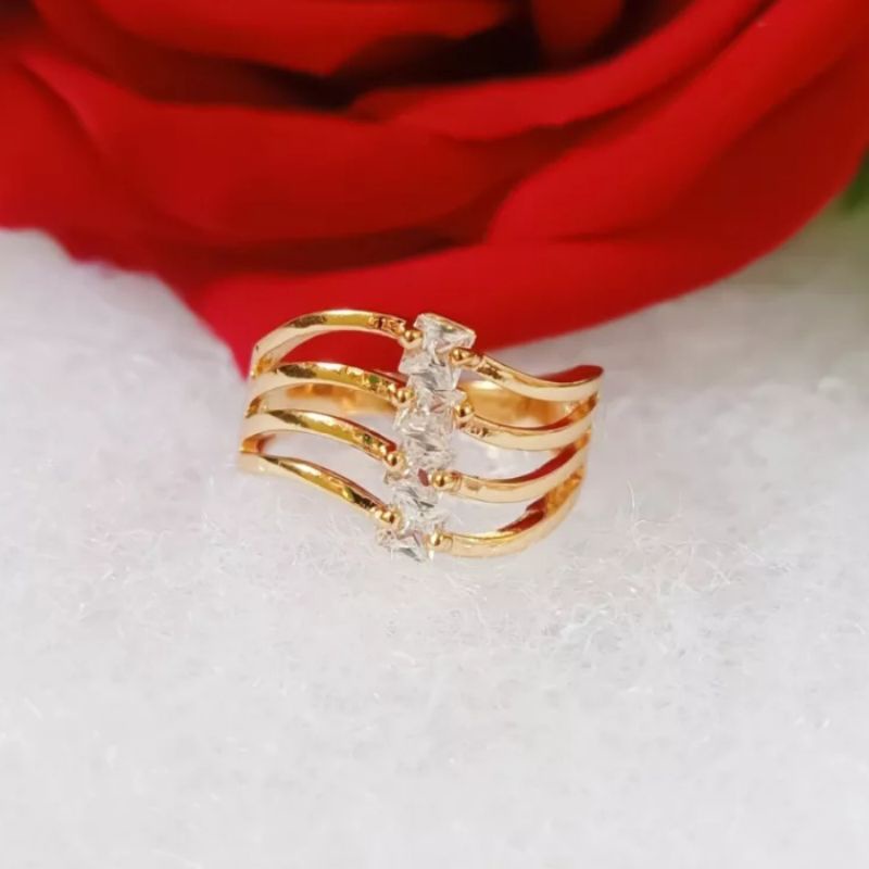 Cincin Wanita Mata baris Titanium Anti Luntur dan Karat