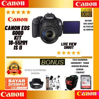 Canon 600d kit 18-55mm is ll kamera VLOG [FREE ACCESORIES KAMERA]