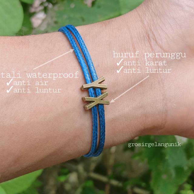Gelang Inisial Tali Waterproof [Kode Model: G113]