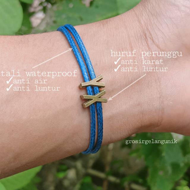 Gelang Inisial Tali Waterproof GELANG NAMA INITIAL HANDMADE CUSTOM [Kode Model: G113]