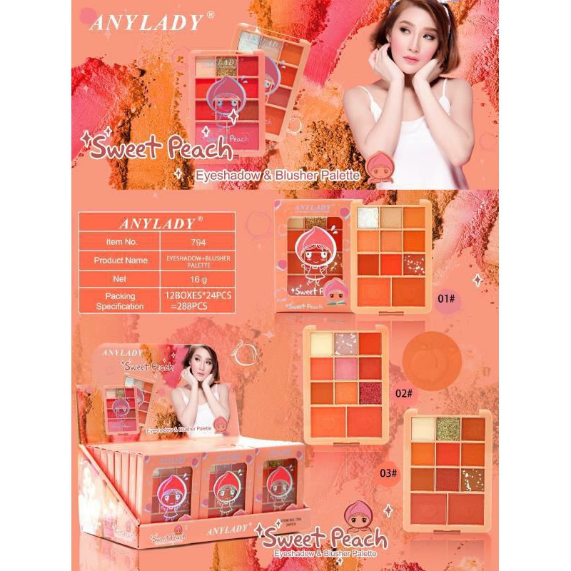 PROMO!!!EYESHADOW PALETTE SWEET PEACH ANYLADY NO.794