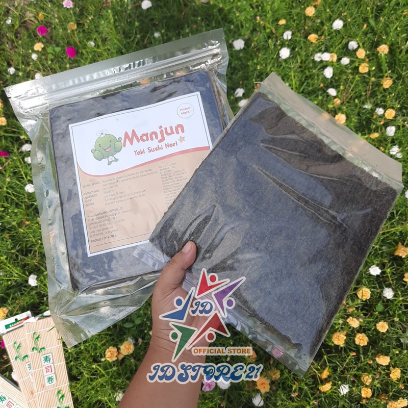 Halal Manjun Nori Sushi PAKET 5 Lembar dan Bambu Sushimat Nori Yaki Rumput Laut