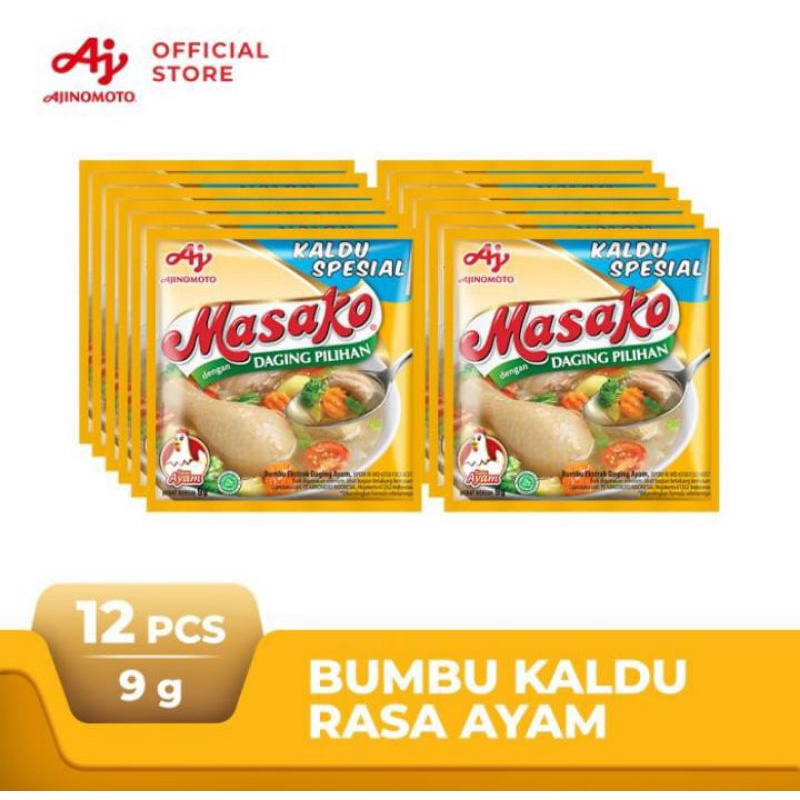 

Masako Bumbu kaldu penyedap Rasa Ayam 9gr