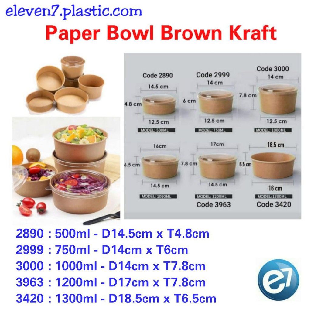 Paper Bowl Brown 750ml - Mangkok Kertas Kraft isi 5pcs | Shopee Indonesia