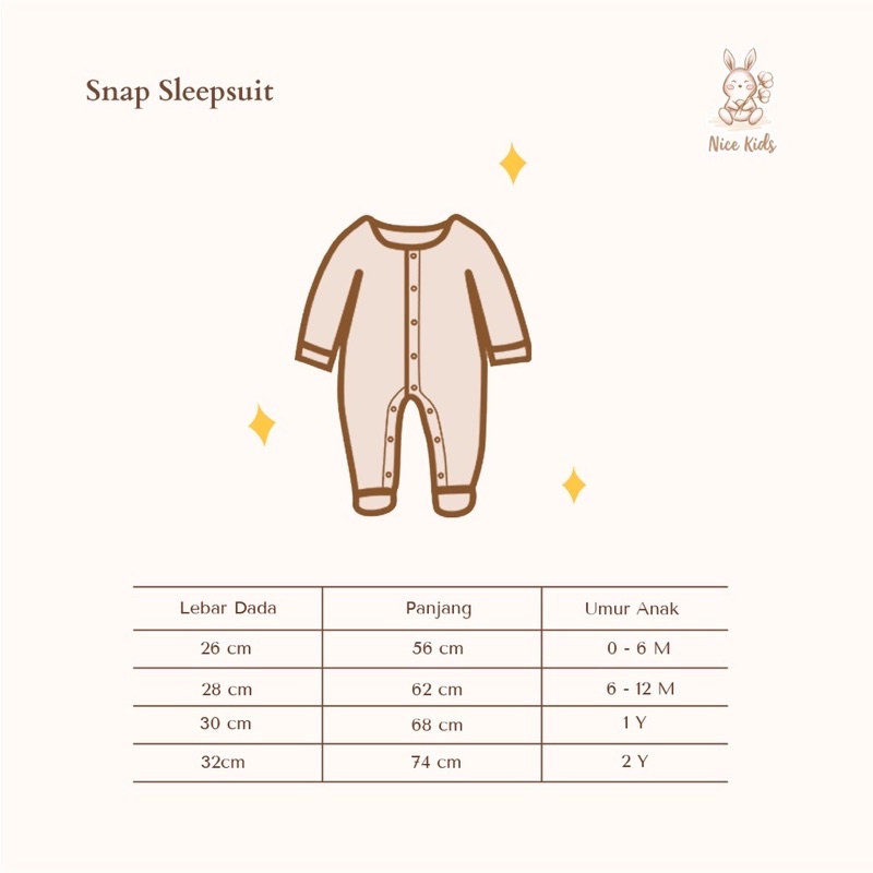 NICE KIDS Snap Sleepsuit / Sleepsuit Snap Kancing