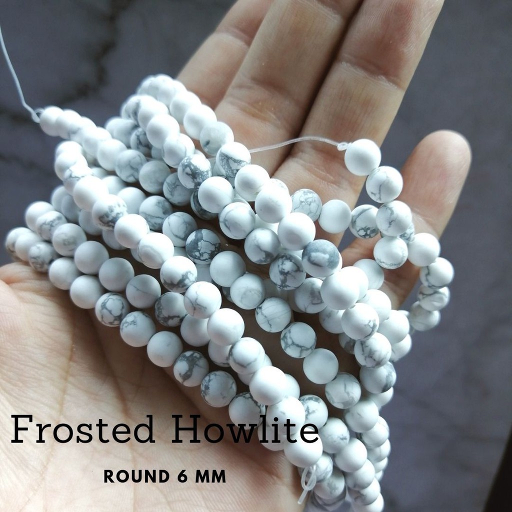 Batu Semi Mulia Frosted Howlite 6mm