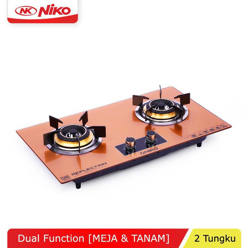 NIKO RG 20T/REFLECTION GOLD BLACK Kompor Gas Kaca 2  Tungku