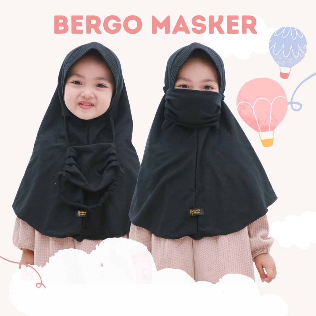 Hijab Anak Bergo Masker Anak Bahan Kaos PE