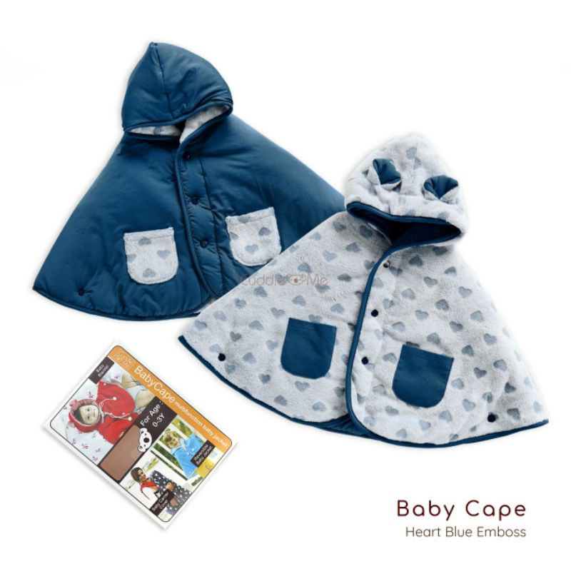 Jaket Anak CuddleMe BabyCape | Mantel Bayi Balita Cuddle Me Baby Cape | Grosir Cuddle Me BabyCape-Heart Blue Embos