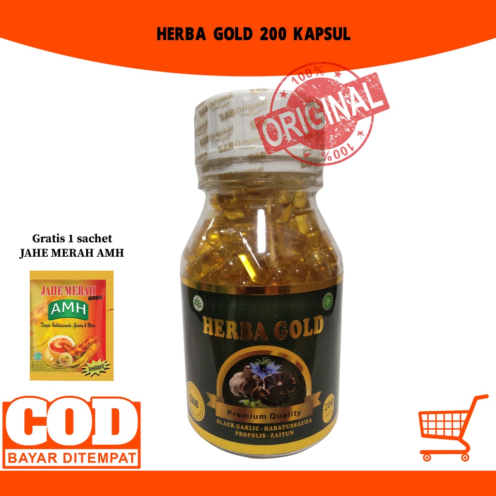 Kapsul Herba Gold | Black Garlic Oil + Habbat's +Zaitun+ Propolis 200 kapsul
