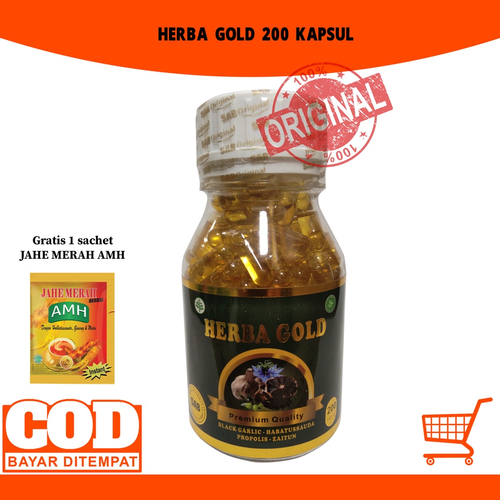 Herba Gold | Habbasy Garlic | Habbatussauda + Black Garlic Oil + Olive Oil + Propolis 200 kapsul