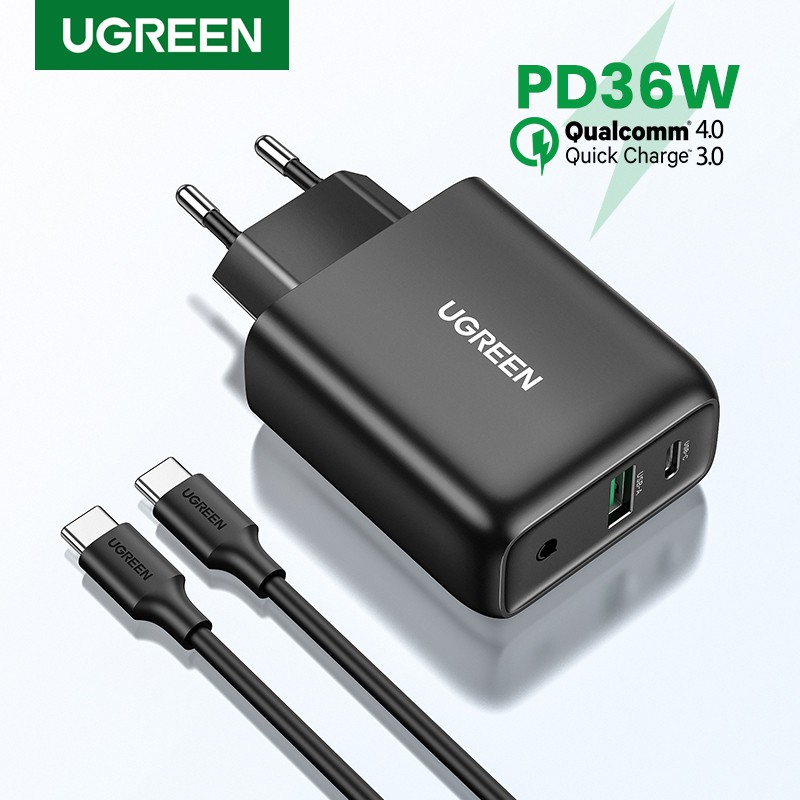 UGREEN PD Charger 36W, Fast Charge for iPhone 12 11 ,Quick Charge 3.0 ,USB Charger for Xiaomi Samsung ,Mobile Phone Charger