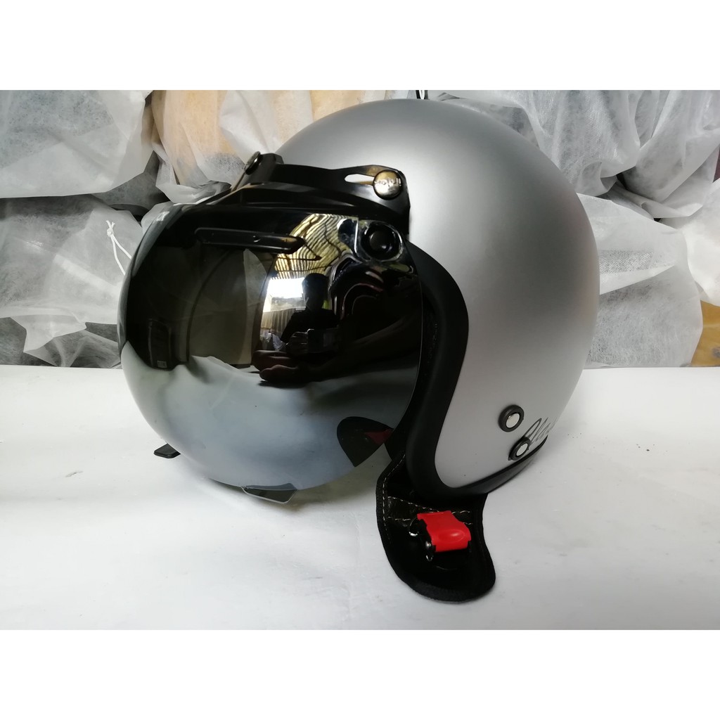 HELM BOGO CLASSIC GREY DOFF KACA CEMBUNG SILVER
