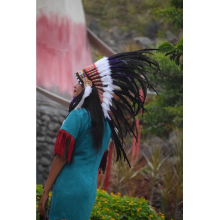 TOPI INDIAN - INDIAN HEADDRESS SMALL AYAM MONTE HITAM PUTIH