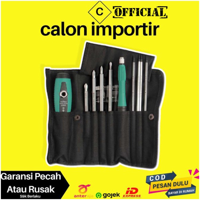 Paket Obeng Drei Magnetic Set Lengkap Tool Kit 10 in 1 Reparasi HP Jam Elektronik FREE CASE Terbaru