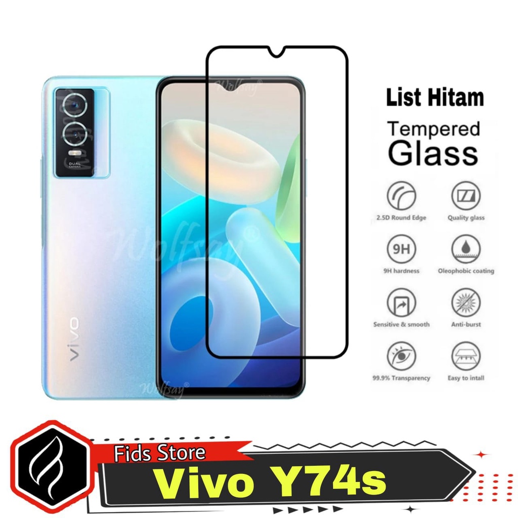 Promo Tempered Glass Vivo Y74s Anti Gores Layar Full Cover List Hitam 9D