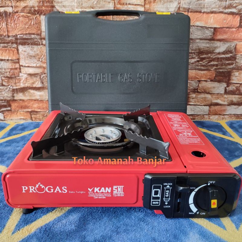[2in1] Kompor Portable PROGAS | Kompor Portable Gas Kaleng & Gas Elpiji 3/12 Kg - [BONUS Tas Traveli