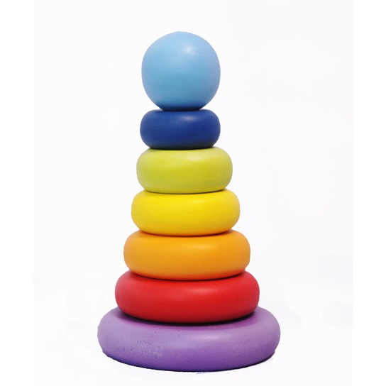 MAINAN EDUKATIF / EDUKASI ANAK - BALOK KAYU - MENARA DONAT PELANGI BY AGEN MAINAN - AM 0687