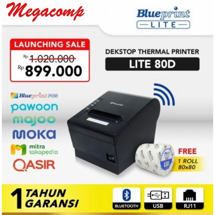 Printer Kasir Thermal BLUEPRINT Lite80X (USB + RJ11) Setara Epson TM82