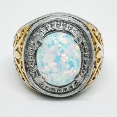[BISA COD] Cincin Titanium Batu Akik Permata Kalimaya Susu Australia White Opal Top Jarong