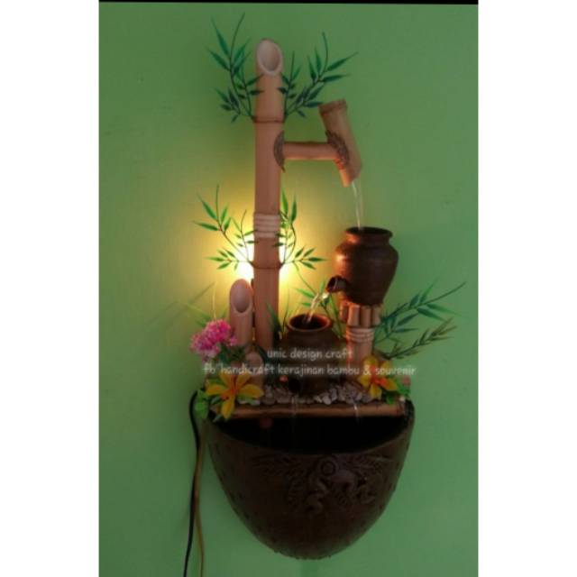 Air mancur bambu tempel dinding_miniatur air mancur
