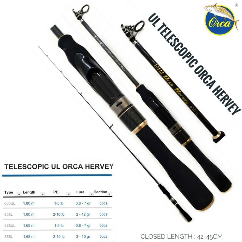 JORAN ULTRALIGHT TELESCOPIC ORCA HERVEY 565UL 565L 605L 605UL CARBON RINGAN SIMPEL TRAVEL ROD