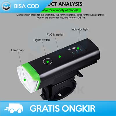 LAMPU DEPAN SEPEDA LED TERANG TAFFLED WATERPROOF USB RECHARGEABLE XPG