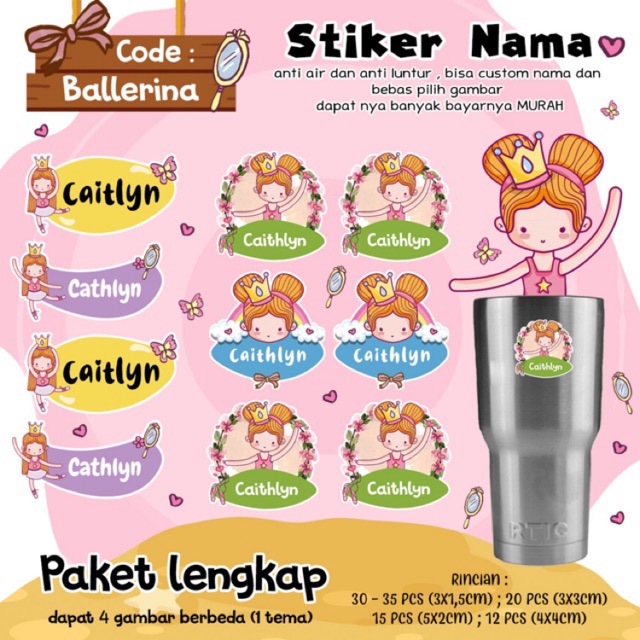 

80pcs STICKER NAMA CUSTOM GIRL