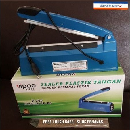 Mesin Press Perekat Plastik/impulse Sealer VIPOO V-200 Ukuran 20cm