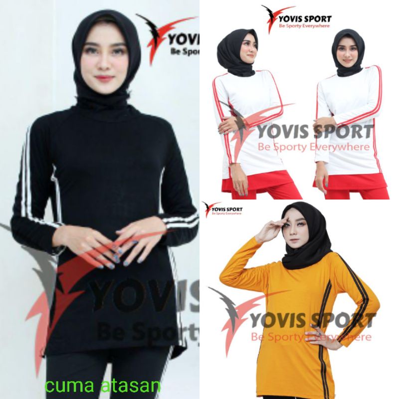 kaos atasan senam wanita lengan panjang