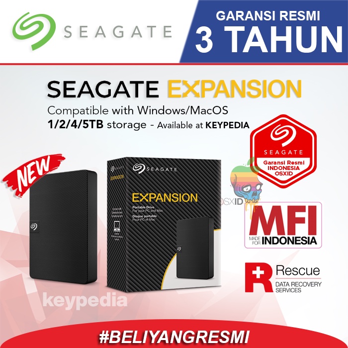 SEAGATE Expansion 1TB/1.5TB/2TB/3TB/4TB/5TB - External Hardisk HDD - Garansi Resmi - MFI