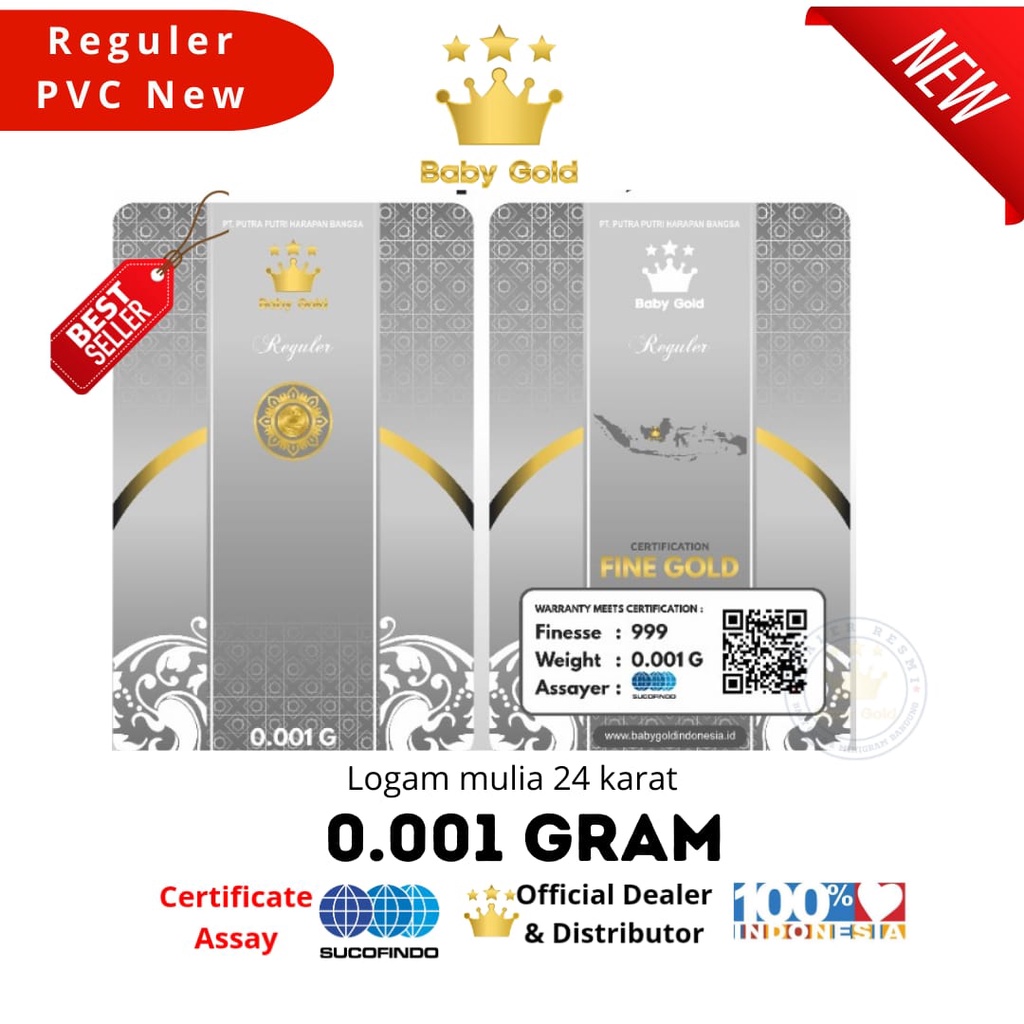 BABY GOLD PVC EMAS MINI LOGAM MULIA 0.001 GRAM