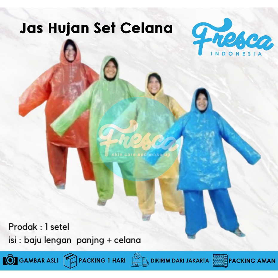 Jas Hujan Plastik LDPE Setelan Celana Tebal / Jas Hujan JAKET CELANA Bambu / Jas Hujan Setelan Karet