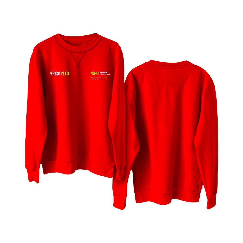 BRIGO Basic Sweatshirt  Eror  404 II Sweater Crewneck BRIGO Eror  404 Sablon DTF Fleece Cotton M-XXL (Pria &amp; Wanita) Free stiker&amp;Gantungan Kunci