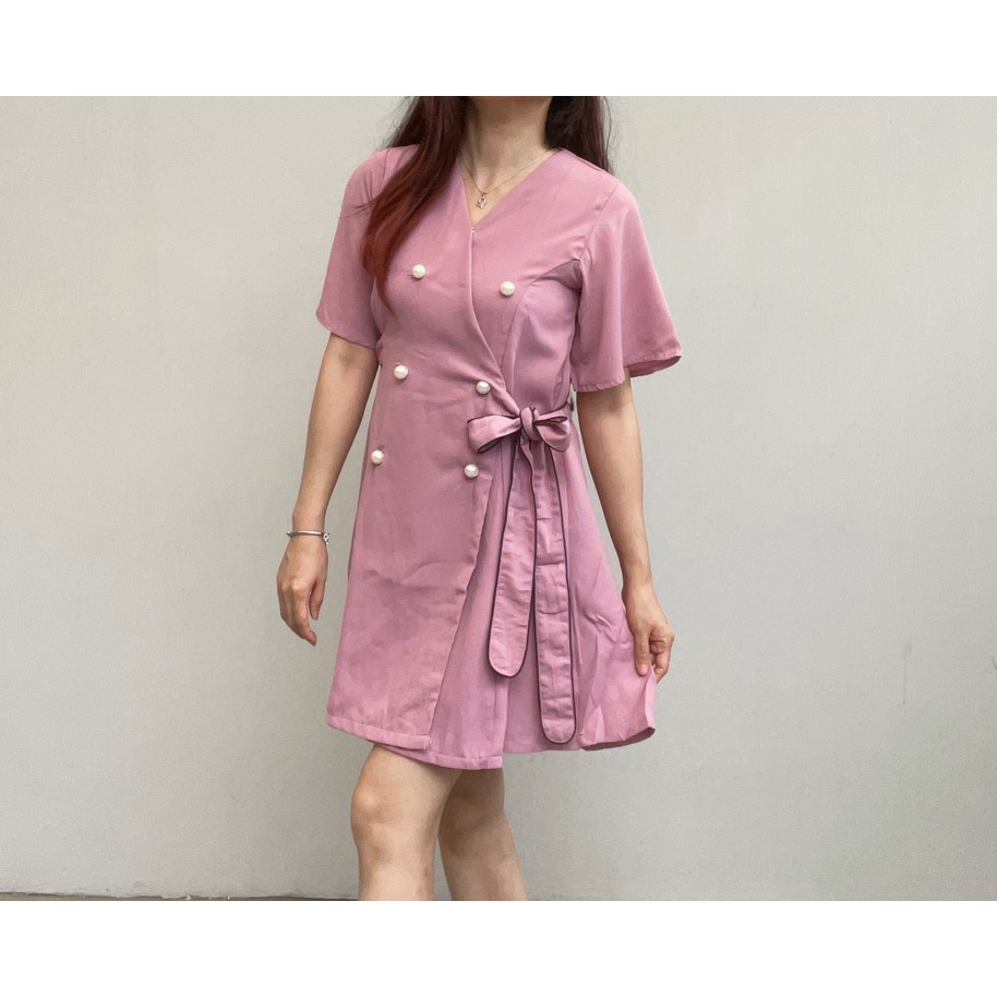 DS1549 - DRESS CASUAL BASIC WOOLPEACH DRESS KIMONO WANITA MODERN MURAH