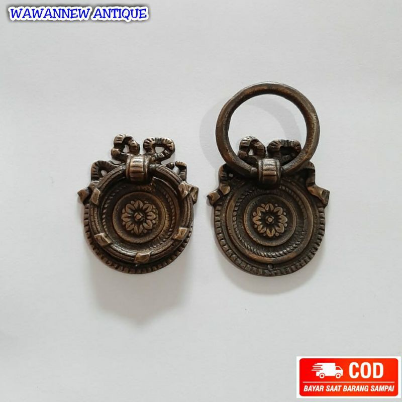 Handle / Tarikan Laci Lemari Jendela Pintu Rumah Kuningan Motif Merry 5cm