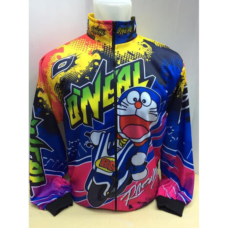 Harga Murah Jaket Jersey Baju Balap Cross Drag Bike Doraemon 804 Terbaru 2019