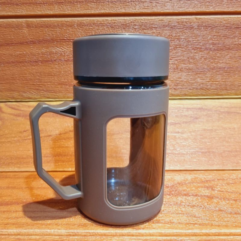 Mug Tutup Thermos 450ml / Mug Kaca / Gelas Tutup Kaca Murah / Gelas Kaca Motif Thermos / Cangkir Kaca