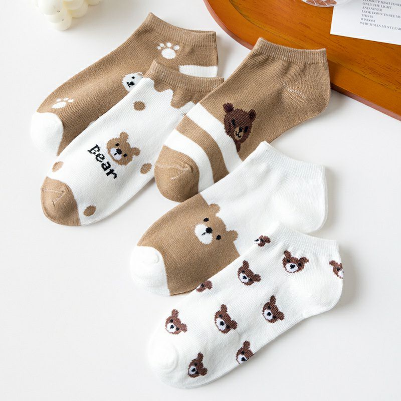 ~ PIYOSHI08 ~ Kaos Kaki Wanita Motif Beruang Coklat Lucu Pendek Bear Socks Korean Fashion AF224