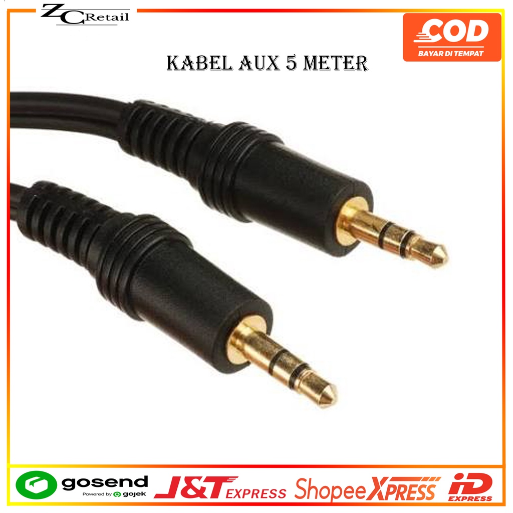 KABEL WIRED AUDIO JACK 3.5 PANJANG 5M 5 M 5 METER GOLD PLATED KABEL AUX HIGH QUALITY