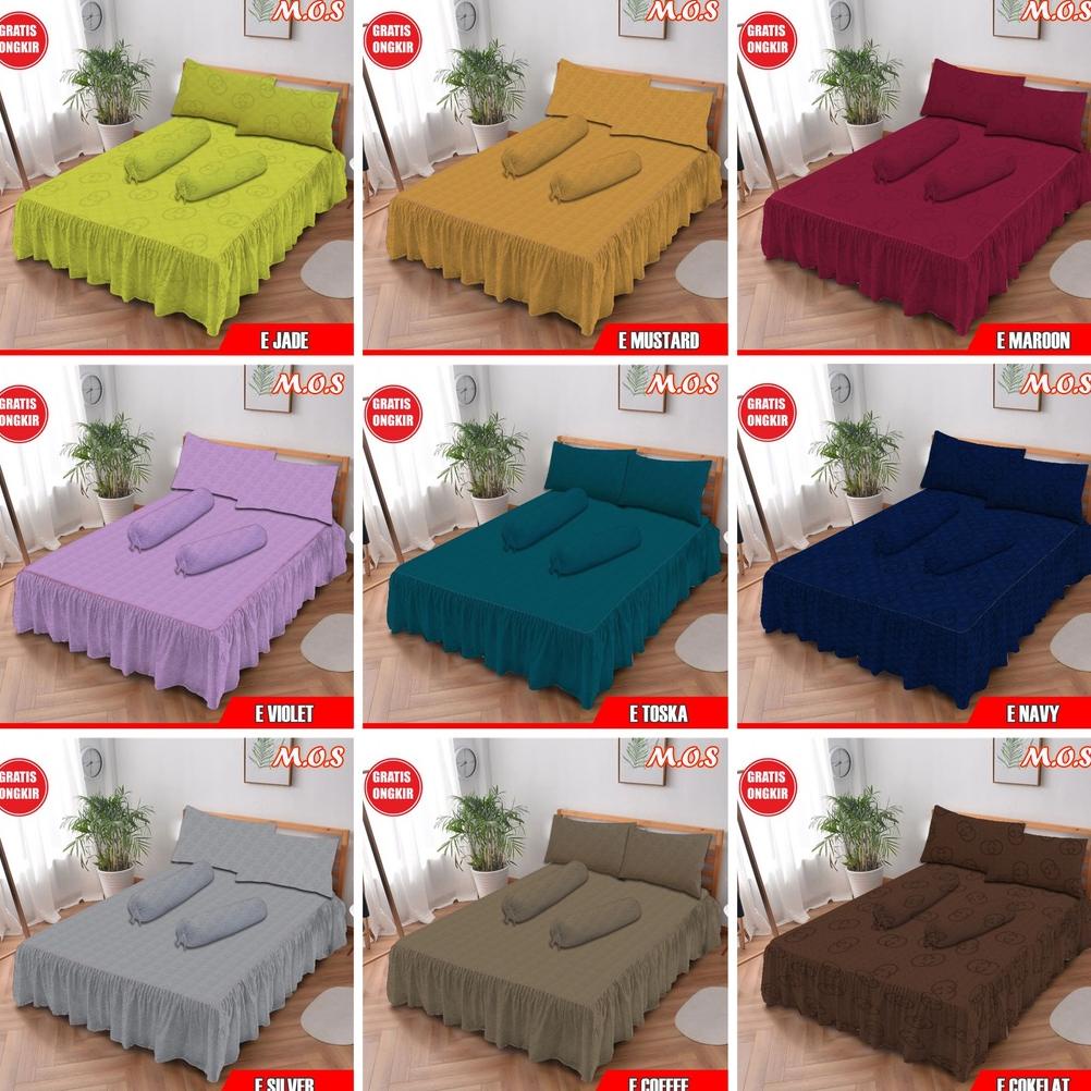 Sprei Rumbai Ukuran 180X200 180 X 200 No 1 King Motif Polos Embos Model Rempel .,. ,