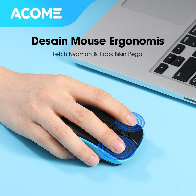 Acome Keyboard &amp; Mouse Combo Wireless Portable 1600 DPI Tombol Silikon Garansi Resmi 1 Tahun AKM2000